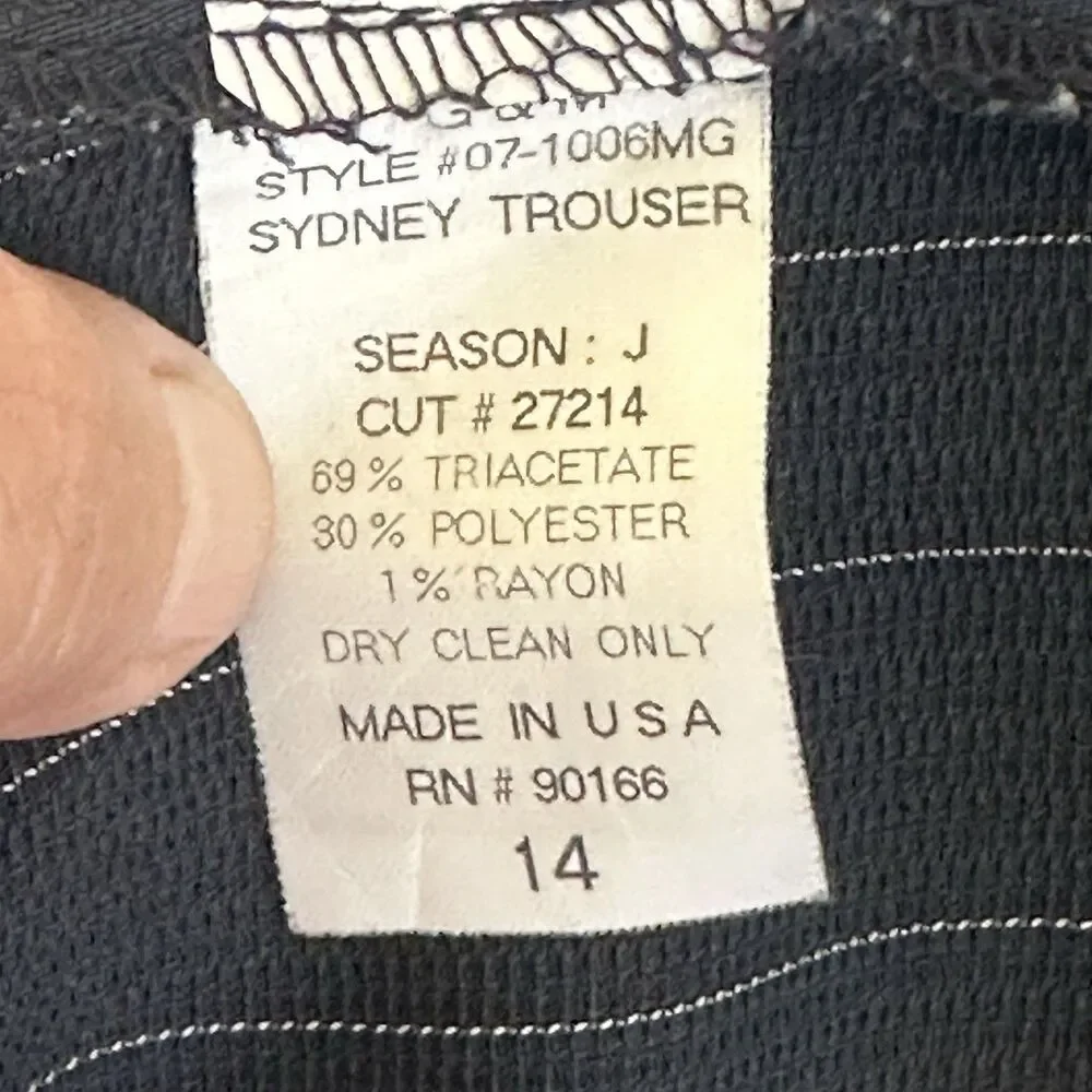 Garfield & Marks Sydney Trouser Pinstriped Pants Women's Size 14 Slacks